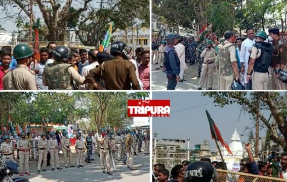 BJP’s Unpermitted Gathering, Provocation for Violence in Presence of Police at Dharmanagar : Tension Prevails as BJP Gheraoed Congress’s Programme Spot with Loud-Speaker, Hate Speech BJP’s Unpermitted Gathering, Provocation for Violence in Presence of Police at Dharmanagar : Tension Prevails as BJP Gheraoed Congress’s Programme Spot with Loud-Speaker, Hate Speech